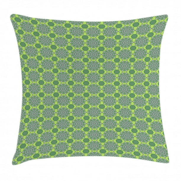 OHIO EMBROIDERED CIRCLES SWIRLS GREEN WHITE CUSHION COVER 18" 45CM OHIO EMBROIDERED CIRCLES SWIRLS GREEN WHITE CUSHION COVER 18" 45CM